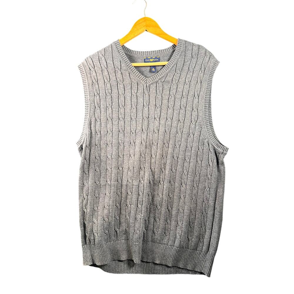 Men's Club Room Gray Vest Size M 100 % Cotton